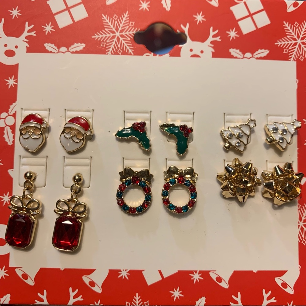 6 pair set christmas earrings NEW